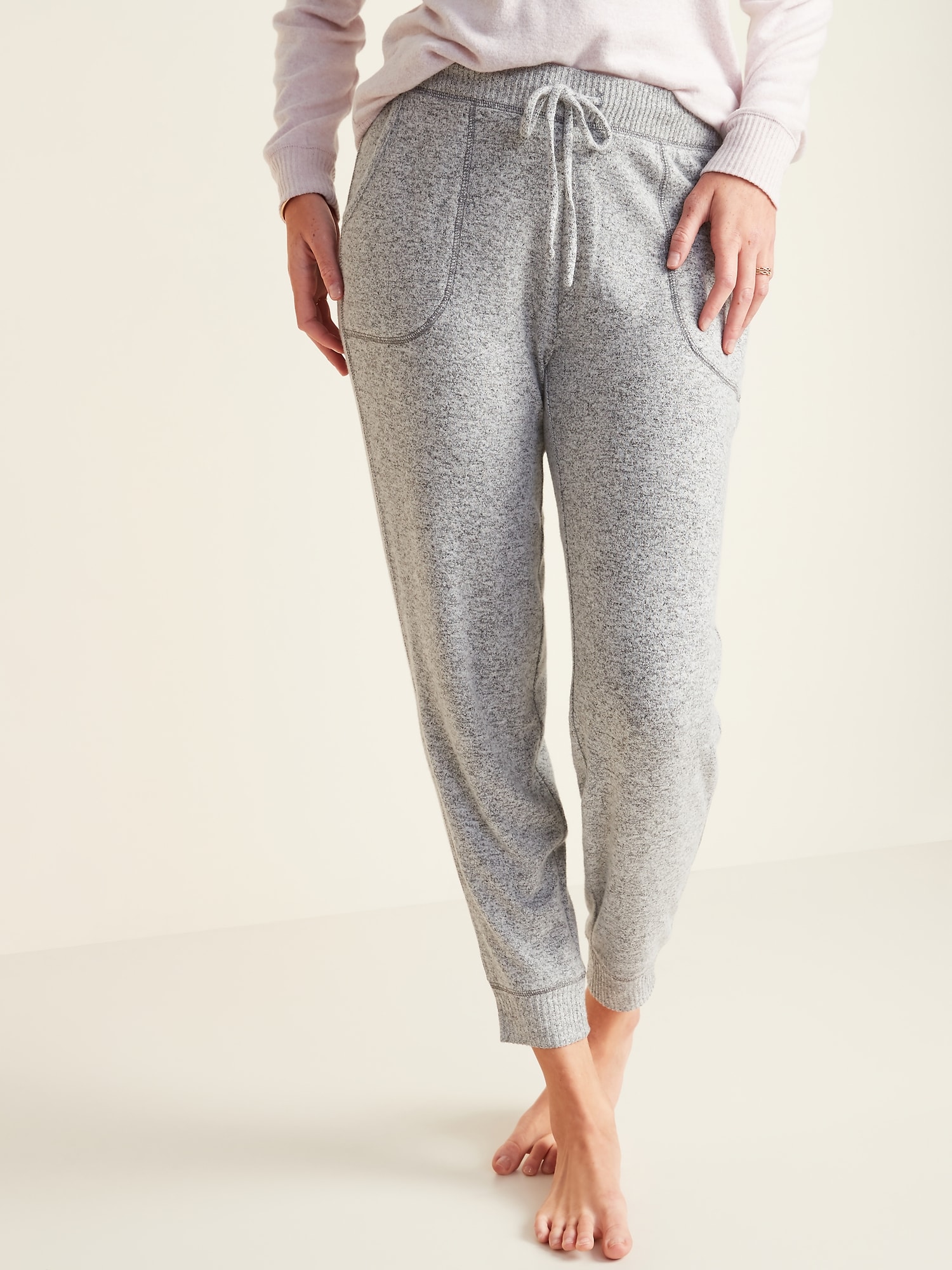 Mid-Rise Plush-Knit Jogger Pajamas for Women
