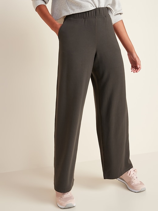 View large product image 1 of 2. High-Waisted Soft-Brushed Wide-Leg Sweatpants