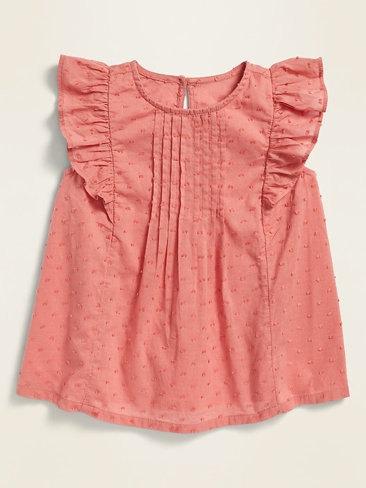 View large product image 1 of 1. Swiss Dot Ruffle-Trim Top for Toddler Girls