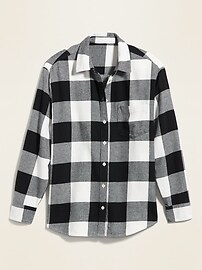 View large product image 3 of 3. Oversized Plaid Flannel Boyfriend Tunic Shirt for Women