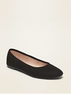 Faux-Suede Almond-Toe Ballet Flats for 