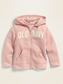 Old Navy Unisex Logo-Graphic Zip Hoodie for Toddler - Pink - Size 12-18 M