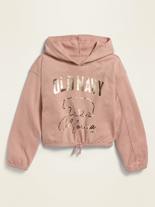 View large product image 1 of 1. Cinched-Hem French Terry Cropped Pullover Hoodie for Girls