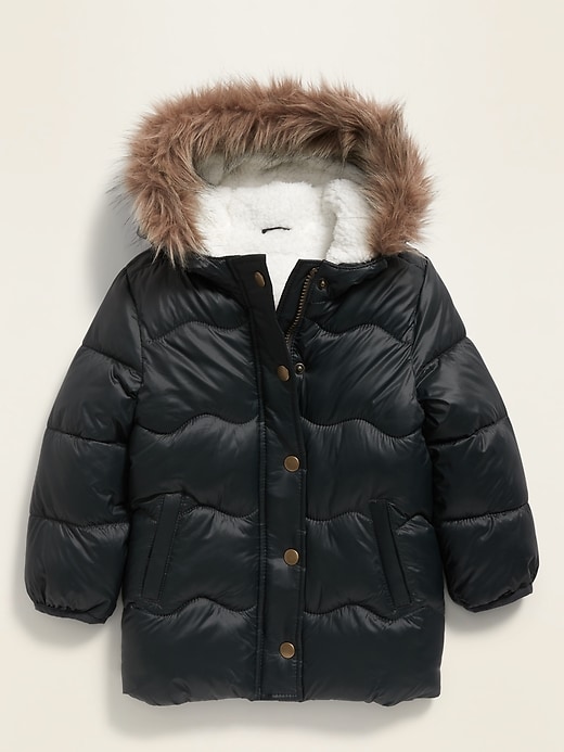 View large product image 1 of 1. Unisex Faux-Fur-Trim Hooded Frost-Free Puffer Jacket for Toddler
