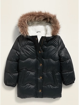 old navy coat with fur hood