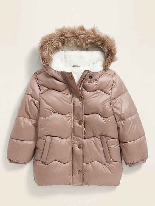 View large product image 1 of 2. Unisex Faux-Fur-Trim Hooded Frost-Free Puffer Jacket for Toddler