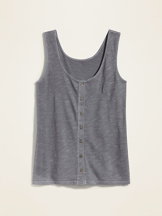 View large product image 2 of 2. Slub-Knit Button-Front Tank Top for Women