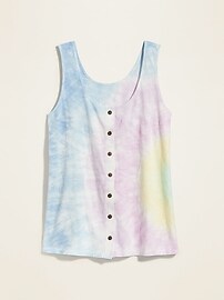 View large product image 3 of 3. Slub-Knit Button-Front Tank Top for Women
