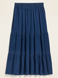 View large product image 3 of 3. Tiered Chambray Midi Skirt for Women