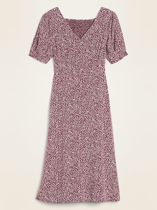 View large product image 2 of 2. Floral-Print V-Neck Fit & Flare Midi Dress