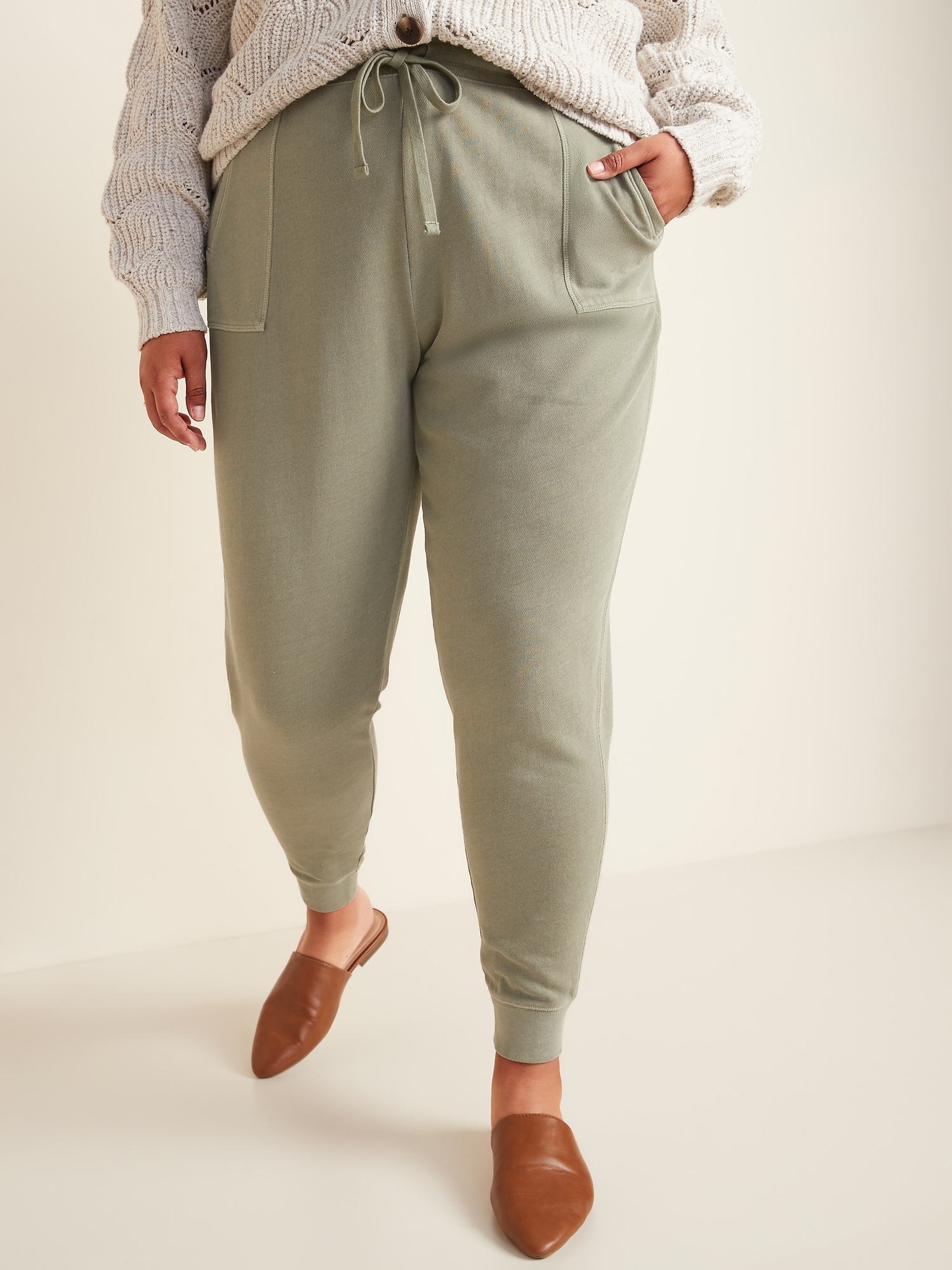 High-Waisted Garment-Dyed Utility Plus-Size Jogger Sweatpants