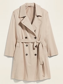 View large product image 3 of 3. Water-Resistant Tie-Belt Plus-Size Trench Coat