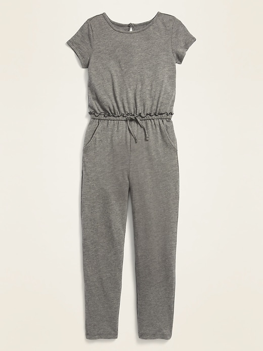 View large product image 1 of 1. Slub-Knit Short-Sleeve Jumpsuit for Girls