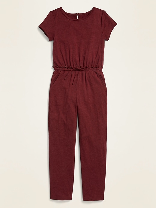 View large product image 1 of 1. Slub-Knit Short-Sleeve Jumpsuit for Girls