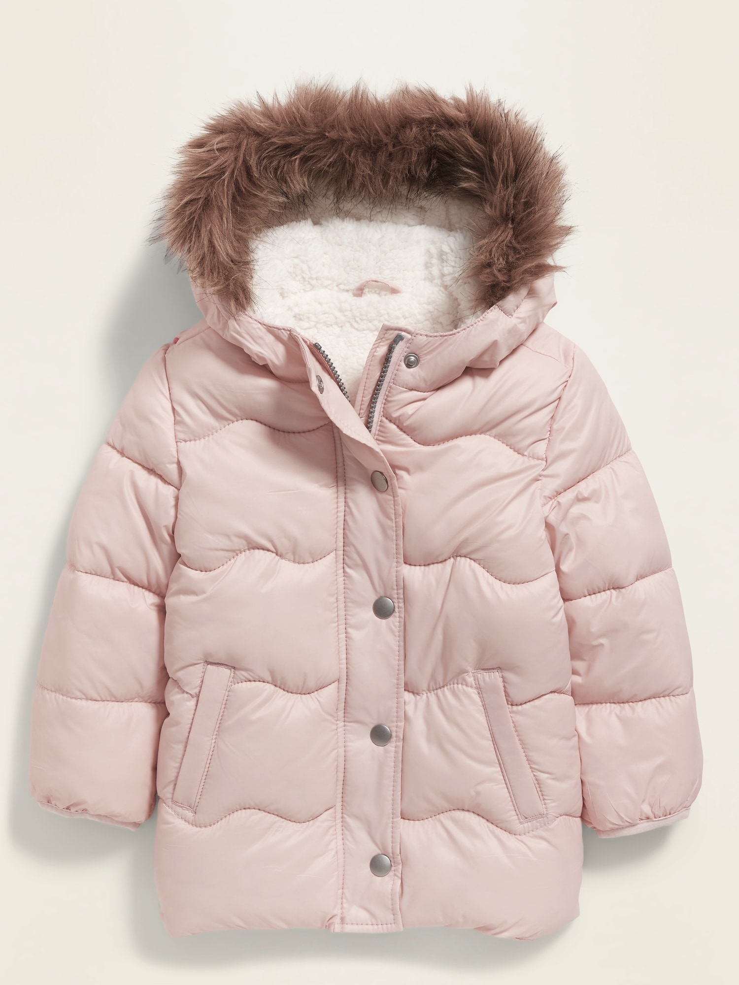 Unisex Faux-Fur-Trim Hooded Frost-Free Puffer Jacket for Toddler