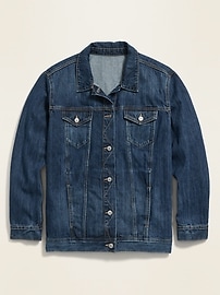 View large product image 3 of 3. Boyfriend Dark-Wash Plus-Size Jean Jacket
