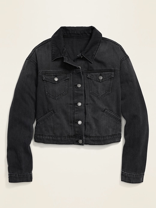 Cropped black clearance denim jacket womens