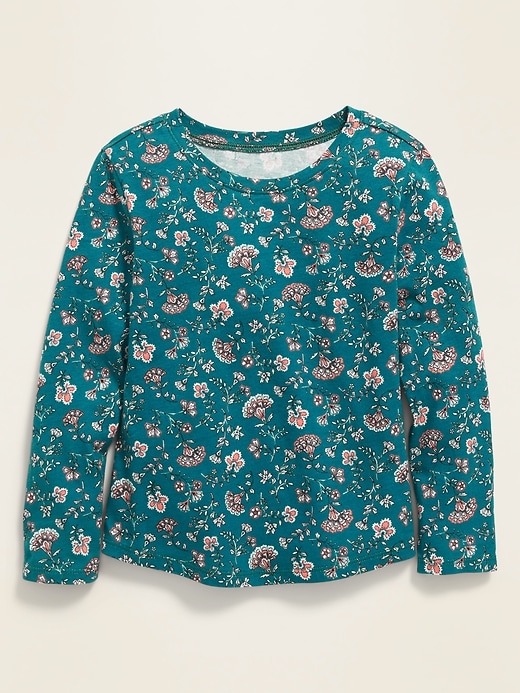 View large product image 1 of 1. Long-Sleeve Scoop-Neck Tee for Toddler Girls