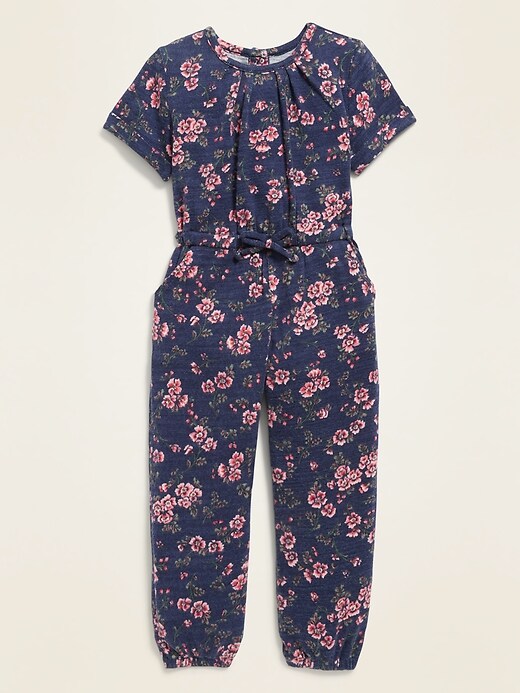 View large product image 1 of 1. Plush-Knit Floral Jumpsuit for Toddler Girls