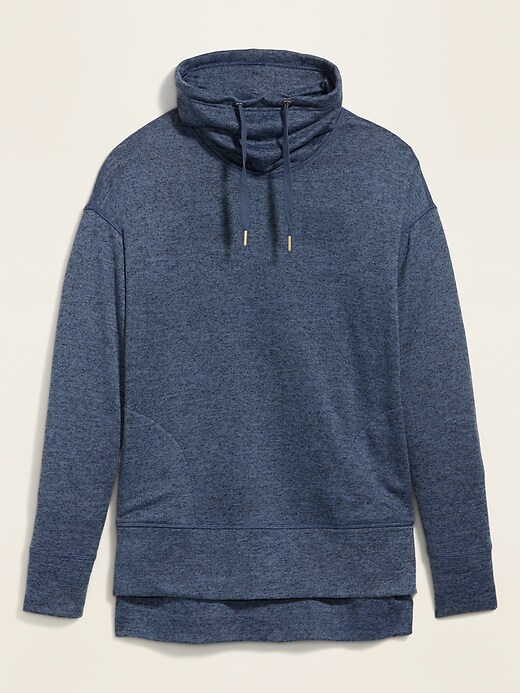 View large product image 1 of 1. Sweater-Knit Mock-Neck Tunic Sweatshirt