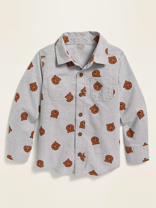 View large product image 1 of 1. Printed Long-Sleeve Shirt for Toddler Boys