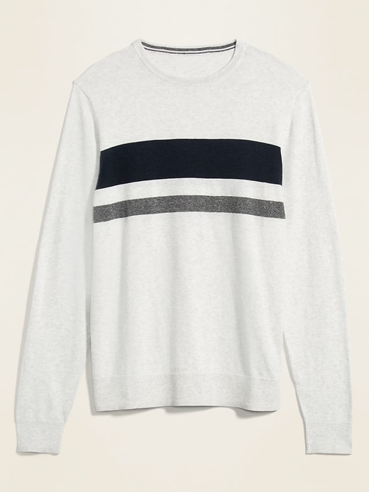 View large product image 1 of 2. Chest-Block Crew-Neck Sweater