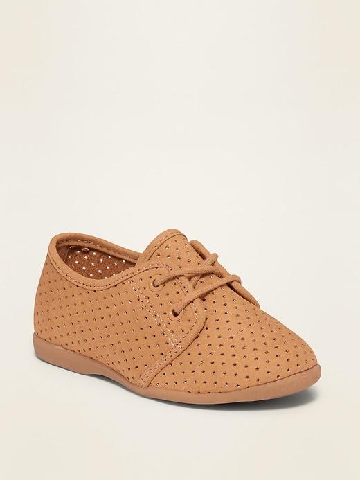 View large product image 1 of 4. Perforated Faux-Suede Oxford Shoes for Toddler Girls