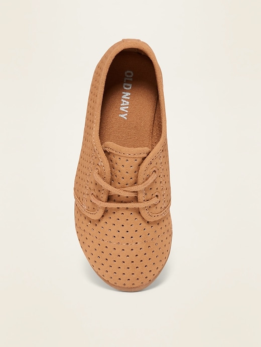 View large product image 2 of 4. Perforated Faux-Suede Oxford Shoes for Toddler Girls