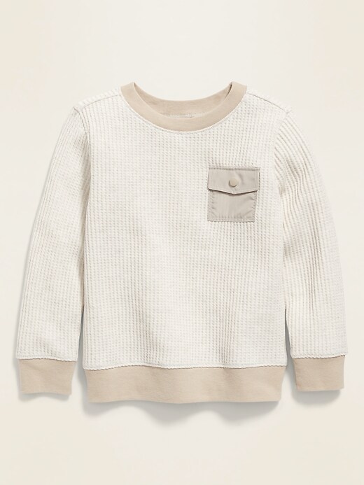 View large product image 1 of 1. Thermal-Knit Utility-Pocket Long-Sleeve Tee for Toddler Boys
