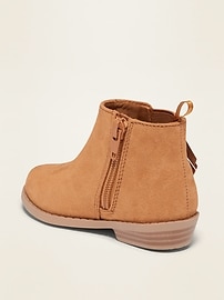 View large product image 3 of 4. Faux-Suede Fringe Booties for Toddler Girls