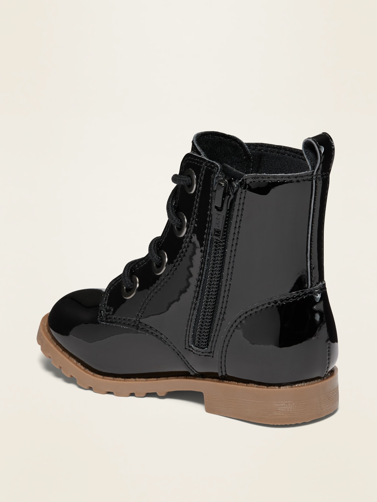 black shiny military boots