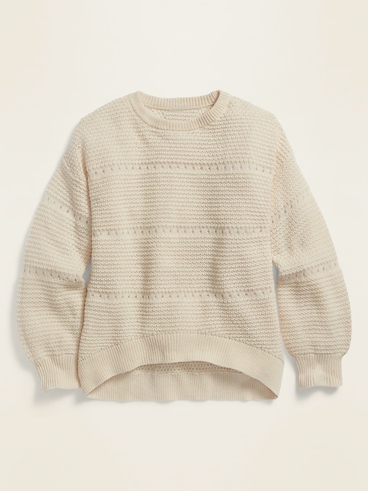 Textured Pointelle Hi-Lo Hem Sweater for Girls | Old Navy