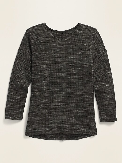 View large product image 1 of 1. Luxe Rib-Knit Voop-Neck Top for Girls