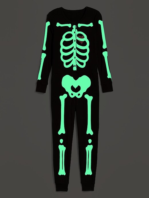 View large product image 2 of 3. Halloween Glow-in-the-Dark Graphic One-Piece Pajamas