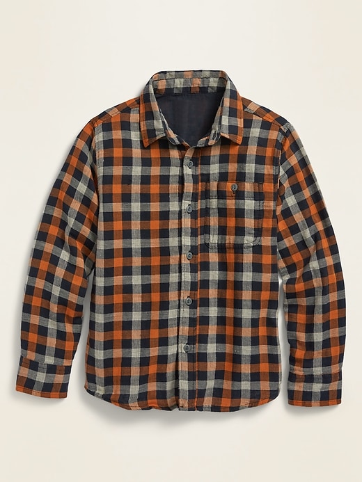 View large product image 1 of 1. Patterned Double-Weave Long-Sleeve Shirt For Boys