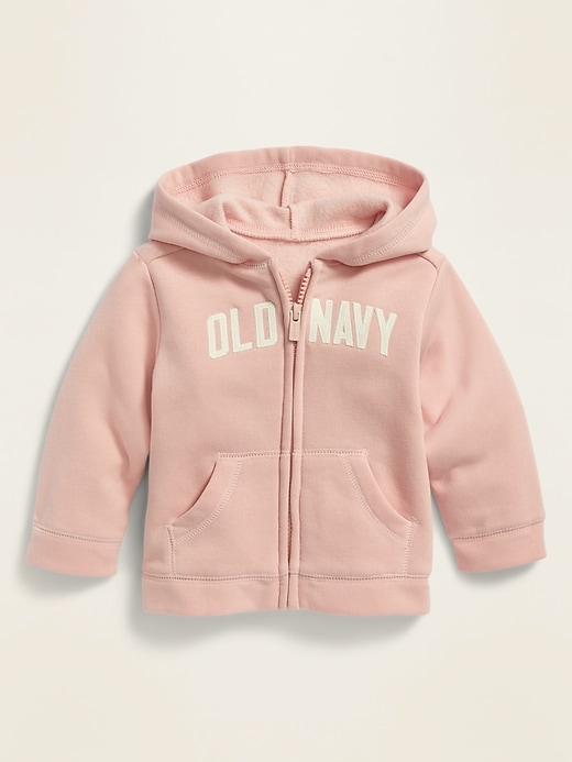 View large product image 1 of 2. Unisex Logo-Graphic Solid Zip Hoodie for Baby