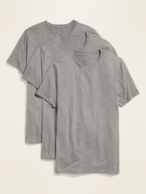 Go-Dry Crew-Neck T-Shirts 3-Pack - On Medium Grey Heather