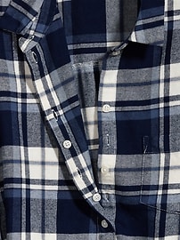 View large product image 3 of 3. Plaid Flannel No-Peek Boyfriend Plus-Size Shirt
