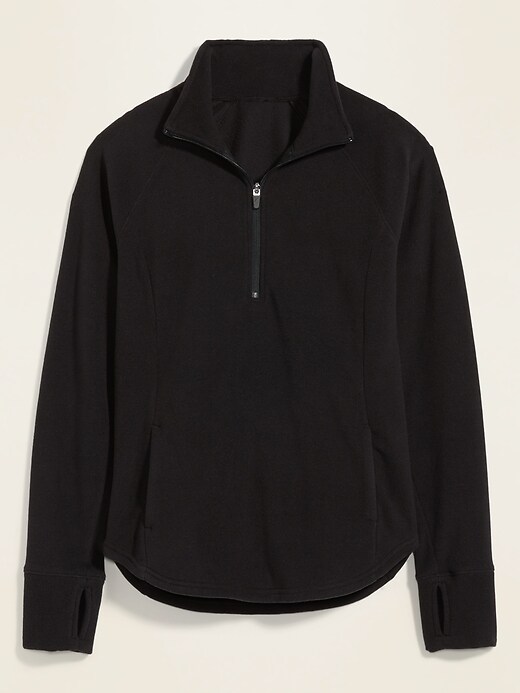 Old Navy Go-Warm Micro Performance Fleece 1/4-Zip Sweatshirt for Women black. 1