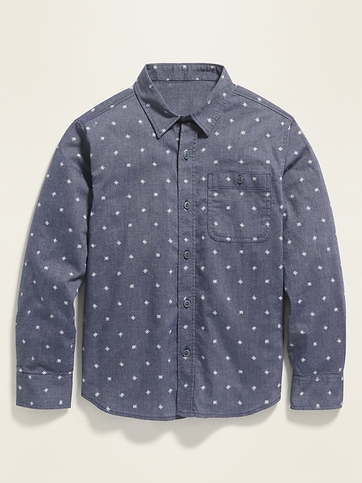 View large product image 1 of 2. Printed Built-In Flex Long-Sleeve Oxford Shirt For Boys
