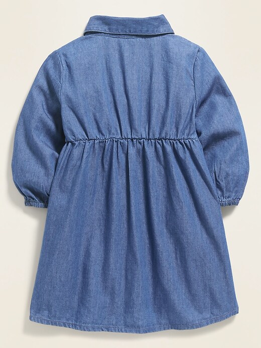View large product image 2 of 2. Long-Sleeve Chambray Utility Shirt Dress for Baby