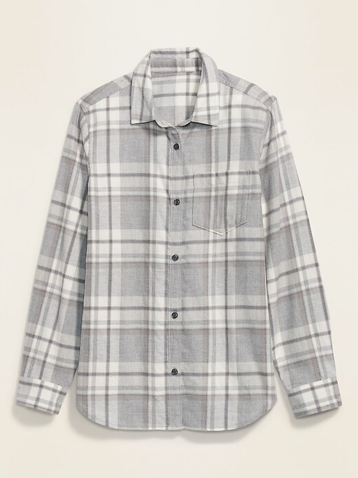 Old Navy Classic Plaid Flannel Chest-Pocket Shirt for Women. 1 Old Navy Classic Plaid Flannel Chest-Pocket Shirt for Women. 1