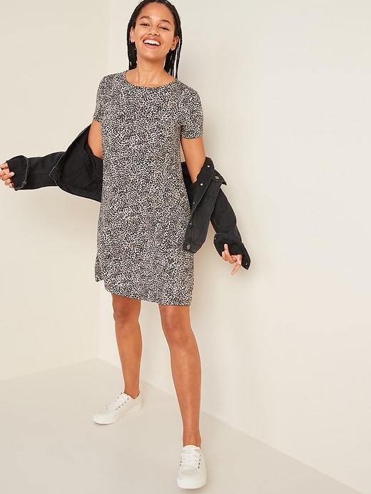 View large product image 1 of 3. Printed Jersey-Knit Swing Dress