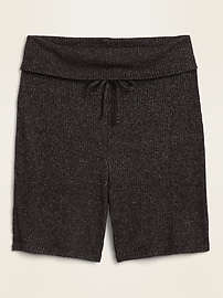 View large product image 3 of 3. Cozy Rib-Knit Rollover-Waist Pajama Shorts -- 6.75-inch inseam