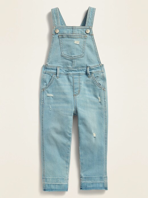 View large product image 1 of 1. Classic Distressed Jean Overalls for Toddler Girls