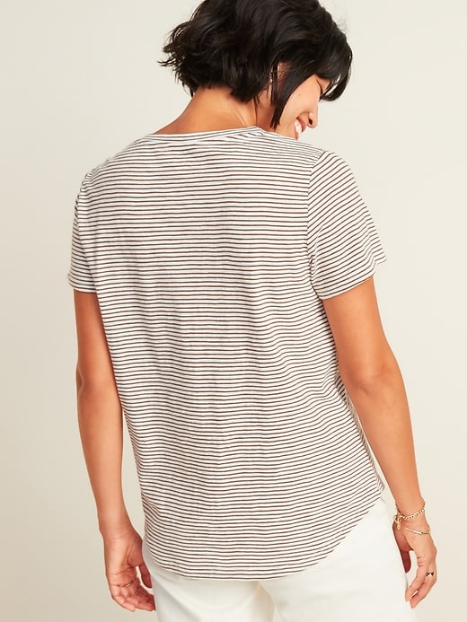 View large product image 2 of 3. EveryWear Striped Slub-Knit V-Neck T-Shirt for Women