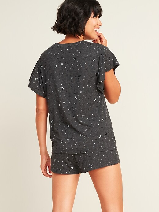 View large product image 2 of 3. Jersey-Knit Pajama Top & Pajama Shorts Set