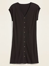 View large product image 3 of 3. Rib-Knit Button-Front Shift Dress