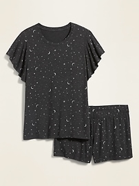 View large product image 3 of 3. Jersey-Knit Pajama Top & Pajama Shorts Set