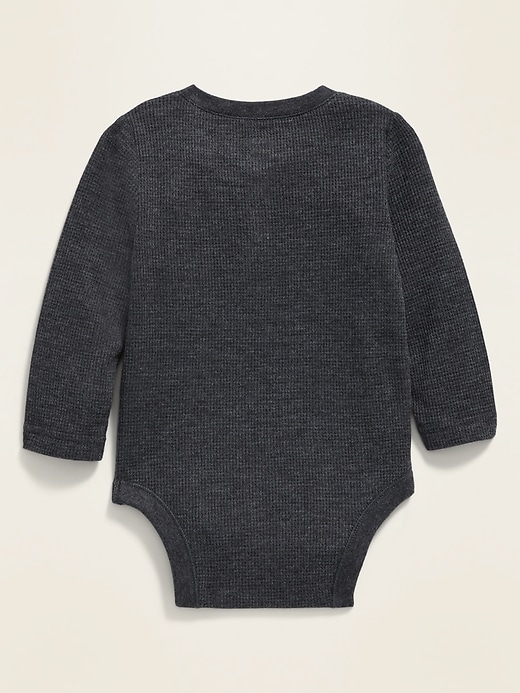 View large product image 2 of 2. Unisex Henley Thermal Bodysuit For Baby